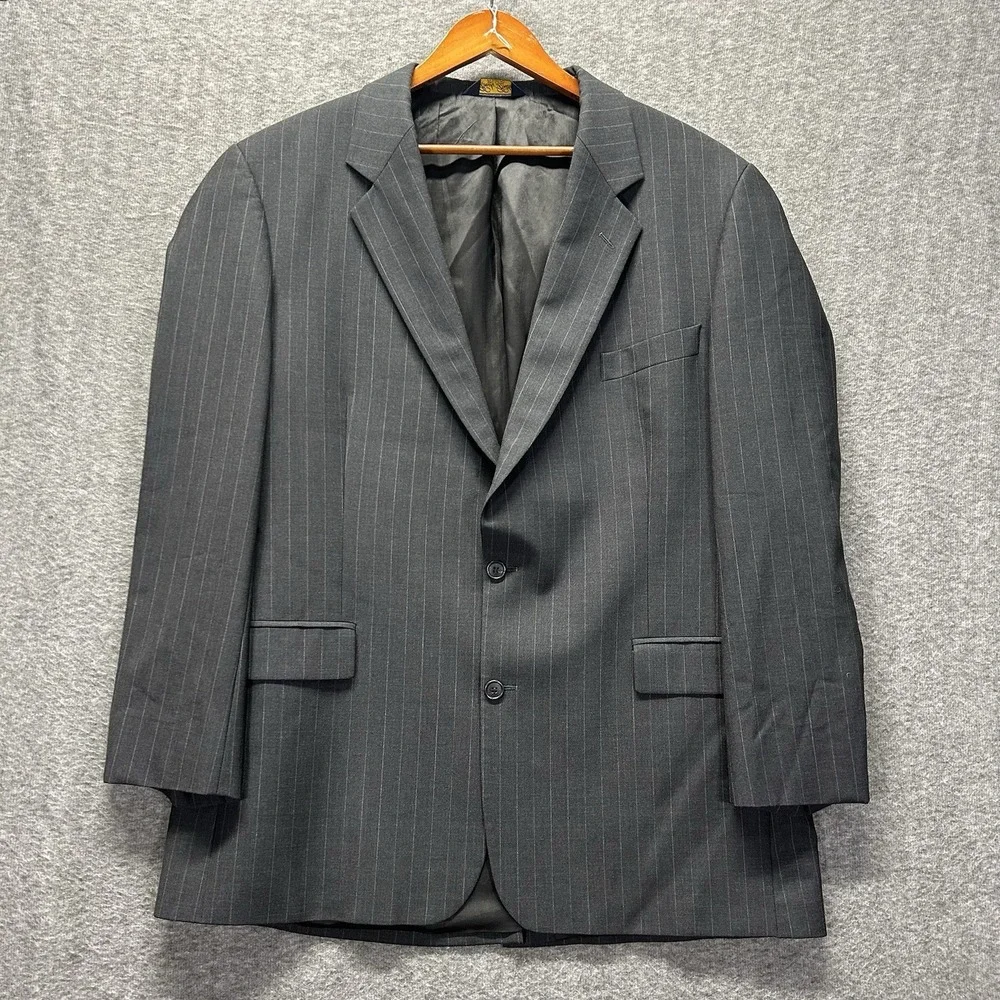 Brooks Brothers Makers‎ Brooksease Wool Pinstripe Gray Blazer Size 46L